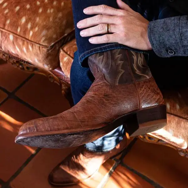 The Waston smooth ostrich boots from Tecovas