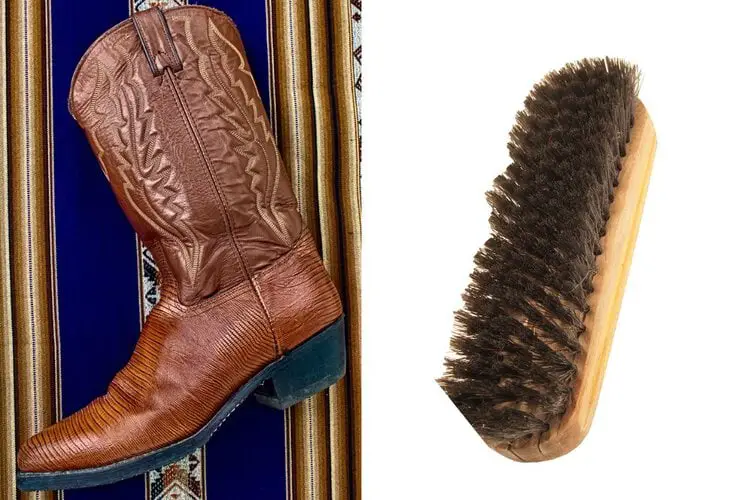 lizard cowboy boots and horsehair brush