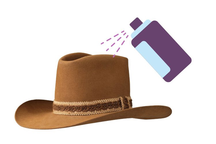 spray dye on felt cowboy hat