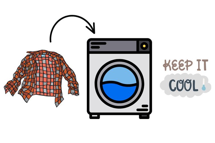 Put the shirt in to washing machine with cool temperature