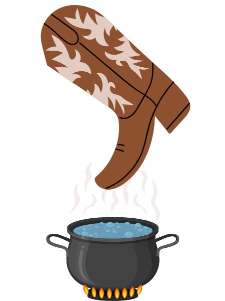 Steaming cowboy boots