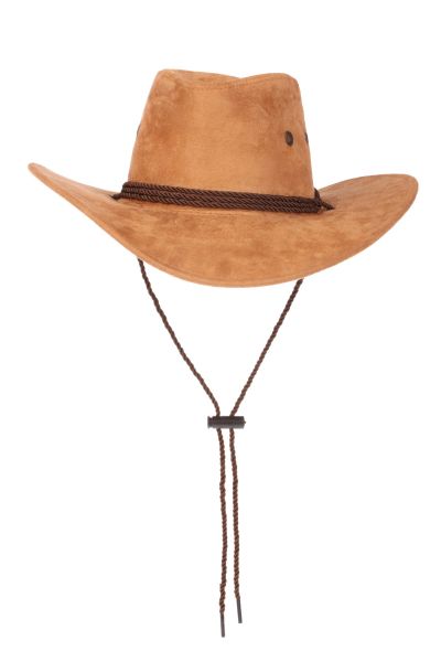 A cowboy hat with a hat wind cord