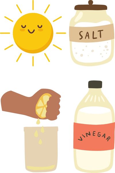 Sun, salt, lemon juice, and vinegar