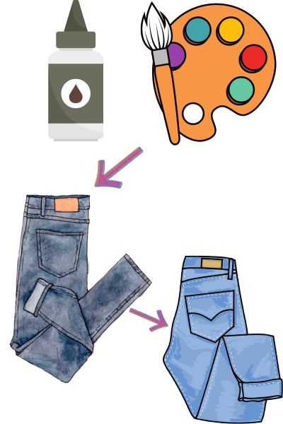 Use dye and paint to fading jeans