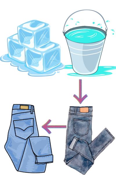 Use ice to fading jeans