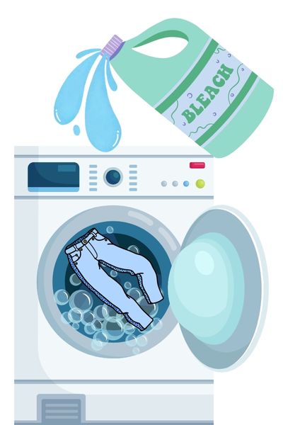 Using washing machine to bleach jeans