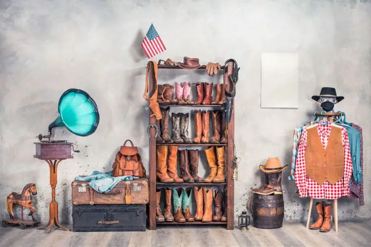 store cowboy boots on shoe rack