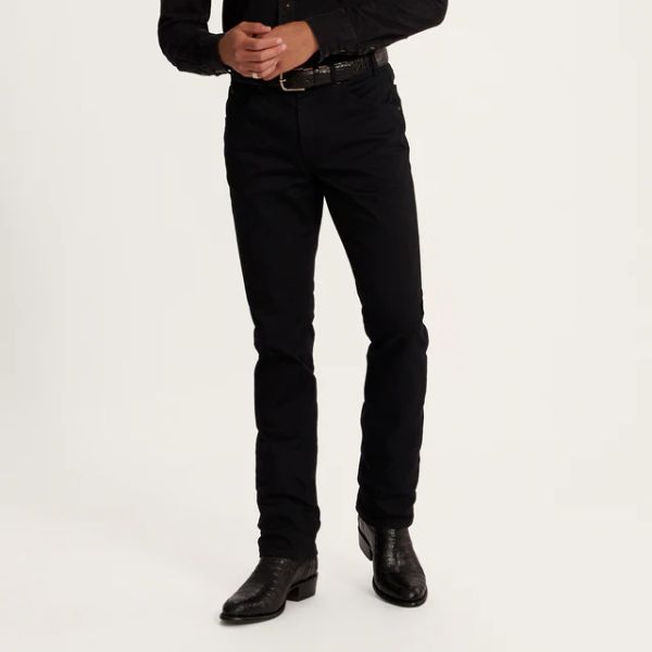 A man wears A man wears Men's Everyday Standard Jeans in Black color