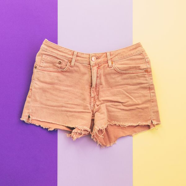 Orange denim short jeans