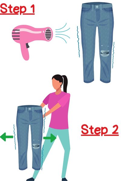 Use hair dryer to unshrink denim
