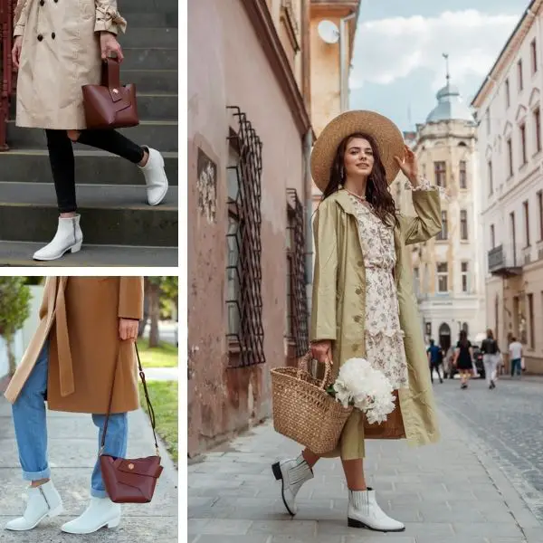 White cowboy boots with different outfits