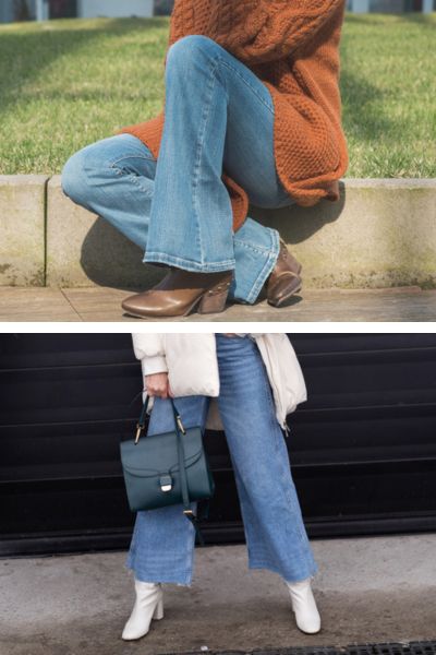 Women wear flare jeans, cowboy boots and other accessories