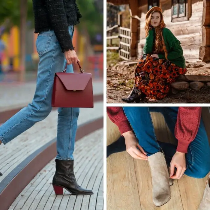 Women wear cardigan with cowboy boots