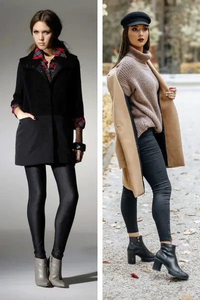 Women wear ankle boots with legging