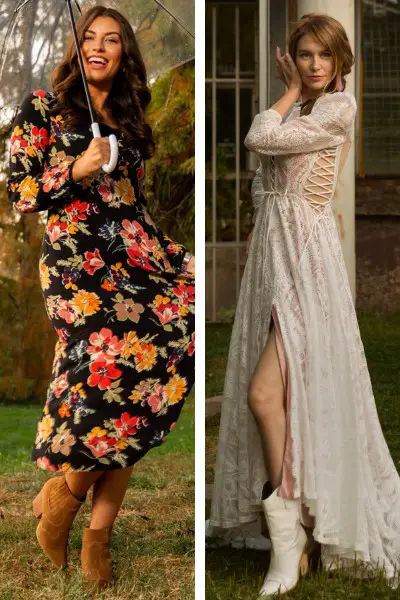 20+ Chic Ways to Style Long Dresses and Cowboy Boots Outfits