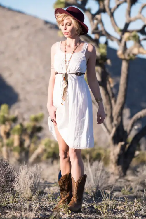Summer’s Best Duo:  25+ White Summer Dress and Cowboy Boots Outfit Ideas