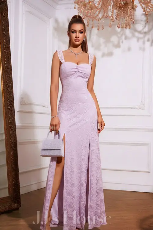 Sweetheart Sleeveless A-line Lace Maxi Dress