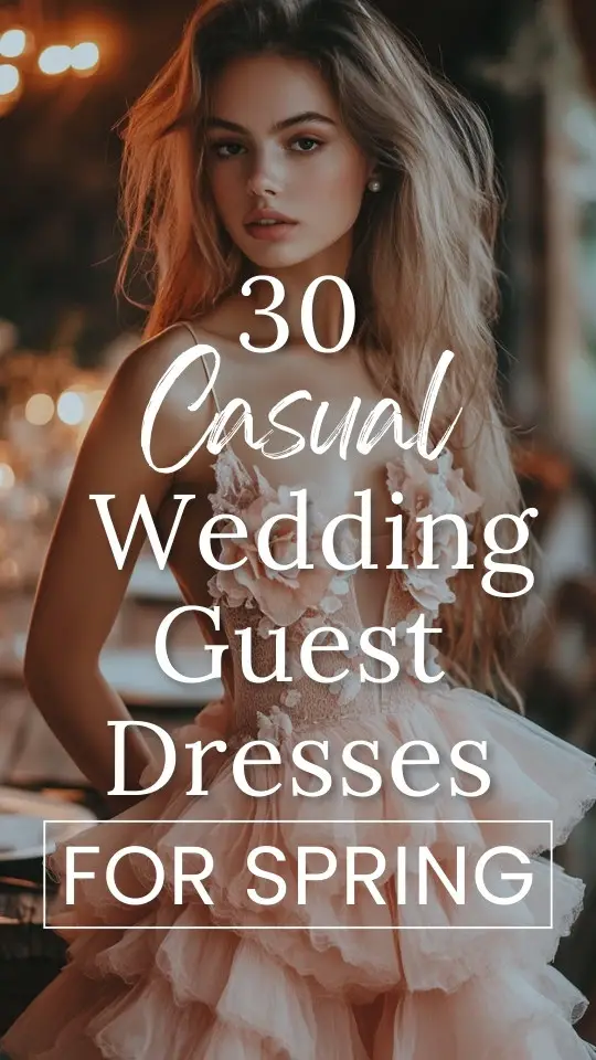 a woman wears a casual wedding guest dress for a spring wedding