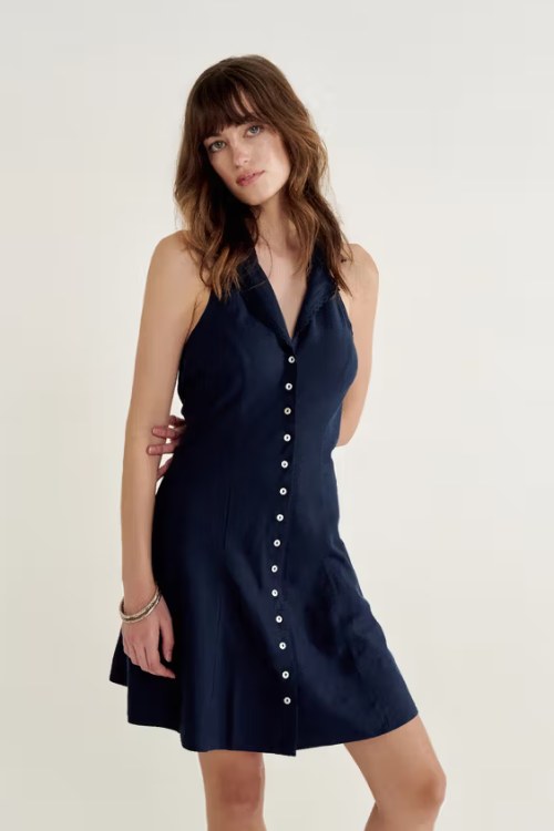 Women's Sleeveless Collared Mini Dress (1)