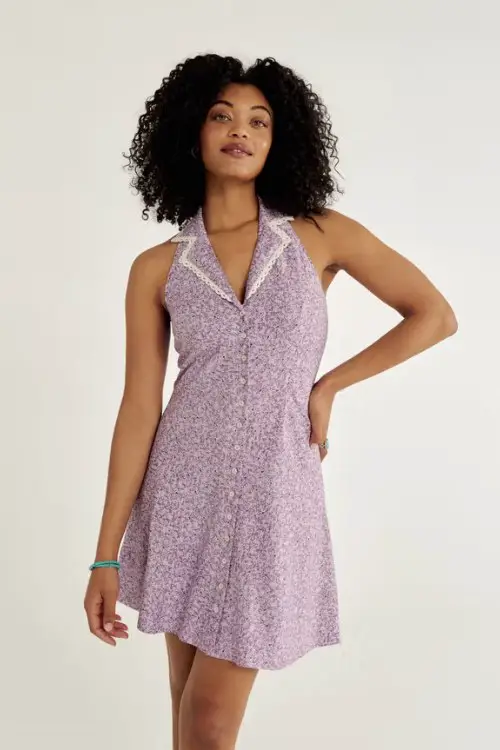 Women's Sleeveless Collared Mini Dress