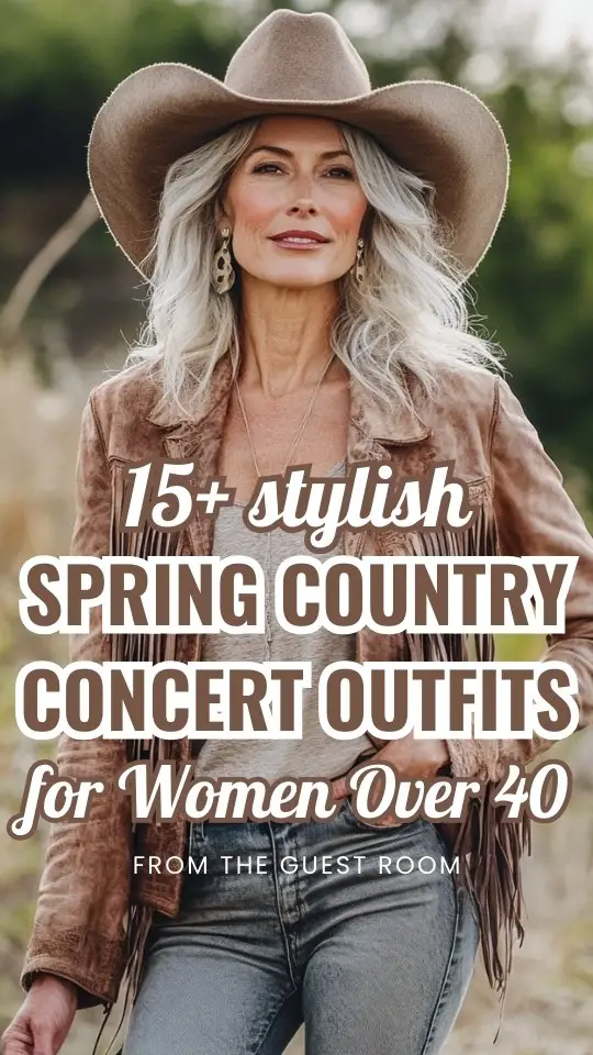 a woman over 40 wears a spring country concert outfit
