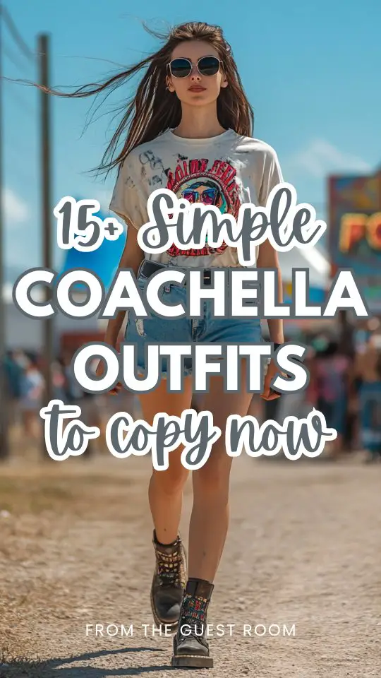 a woman wears a simple tee with shorts for coachella