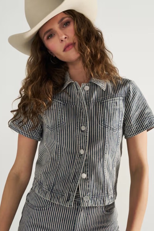 Women's Short Sleeve Denim Top