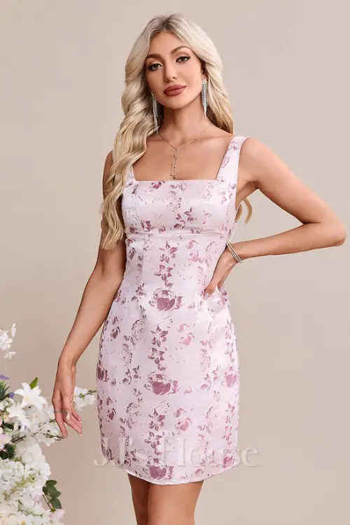 Bow Square Sleeveless A-line Jacquard Mini Dress