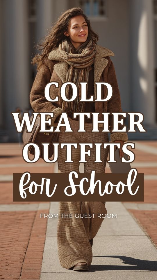 a woman in a cold weather outfit for school