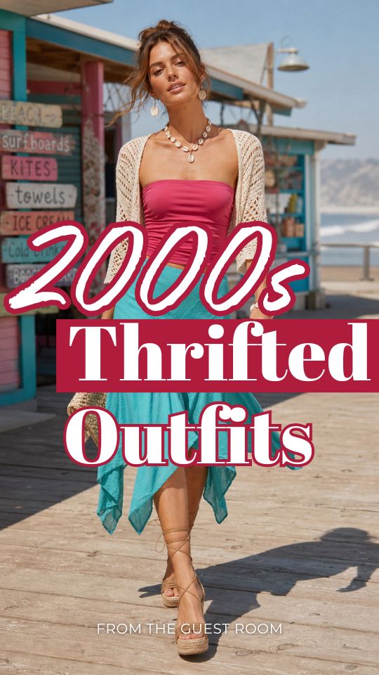 a woman in 2000s thrifted outfit